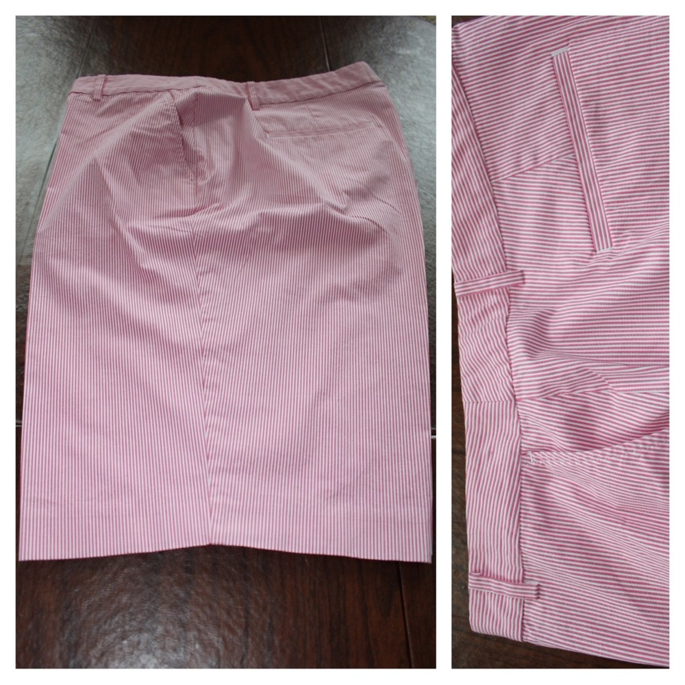 Lauren Ralph Lauren Pink and White Striped Seersucker Bermuda Active Shorts - Picture 9 of 12